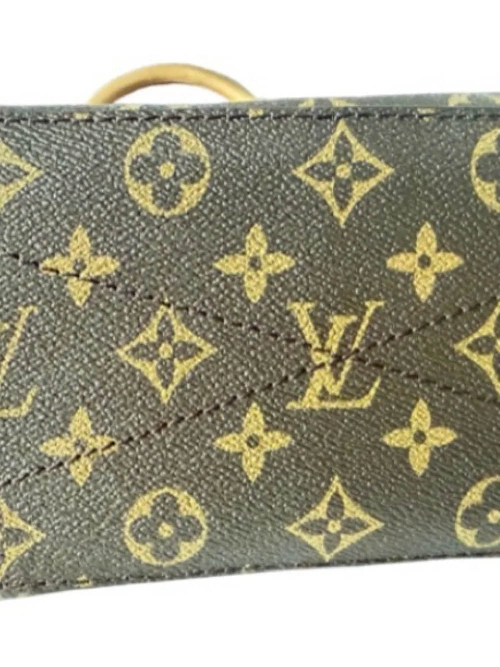 Louis Vuitton Monogram Canvas Satchel with Tan Handles and Red Trim